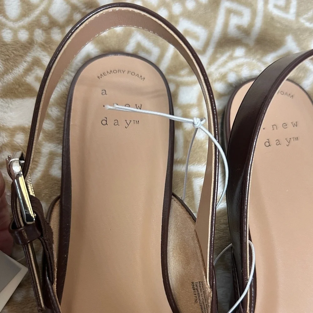 A New Day Dark Brown Pointed Slingback Flats